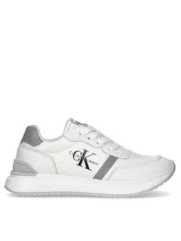 Image of Calvin Klein Jeans Kids Low Cut Lace-up Sneaker - White/grey, White/Grey, Size 5 Older
