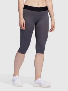 Image of adidas Tech-Fit Capri Tights - , Dark Grey Heather Size M Women