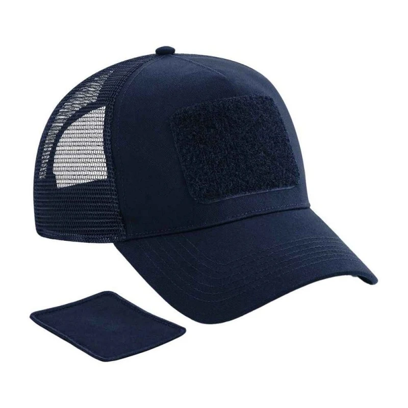 Image of Beechfield Beechfield Men Patch Snapback Trucker Cap in Navy Navy One Size Male 5063693752354