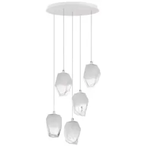 Netlighting Merano Edison 5 Light Cluster Pendant Ceiling Light White Colour Gla