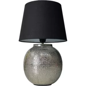 Image of Brushed Chrome Table Lamp with Tapered Lampshade