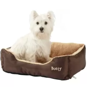 Image of Bunty Deluxe Soft Washable Dog Pet Warm Basket Bed Cushion with Fleece Lining - Brown - Medium