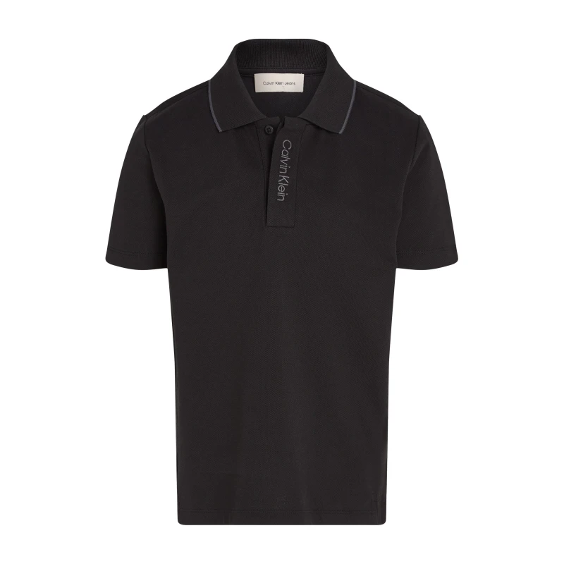 Image of Calvin Klein Jeans Kids Embroidered Logo Short Sleeve Polo Shirt Ck Black male 14Y
