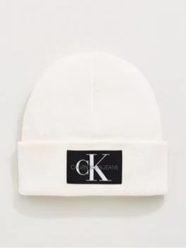 image of Calvin Klein Jeans Knitted Beanie Hat - White