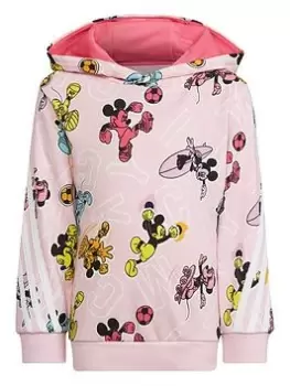 image of adidas Disney Younger Girls Mickey Mouse Overhead Hoodie - Light Pink, Size 5-6 Years, Women