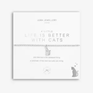 image of A Little Life Is Better With Cats Silver 17.5cm Stretch Bracelet 5218