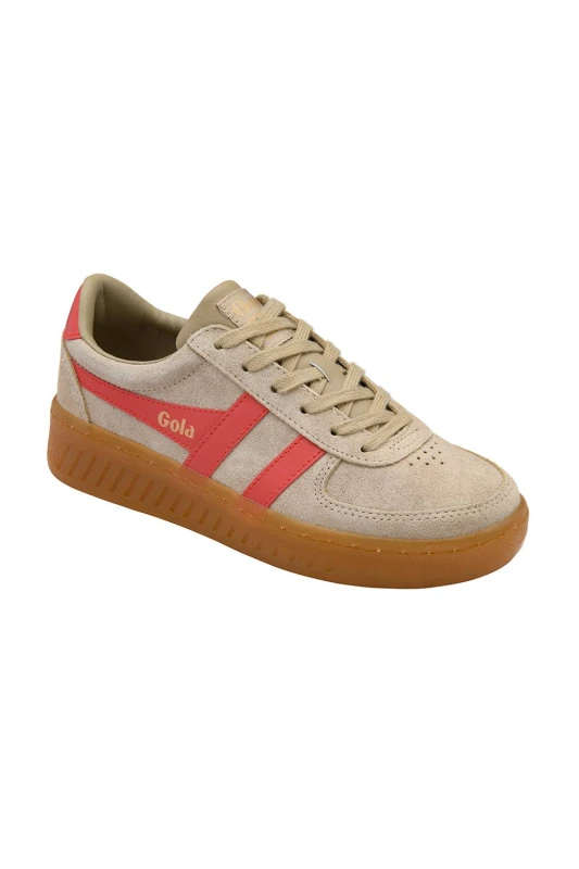 Image of Gola Classics Womens 'Grandslam Suede' Lace-Up Trainers in Light Beige Size: 5 Light Beige Female 5