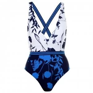 Image of Ted Baker Bluebell V Shaped Swimsuit - dk-blue
