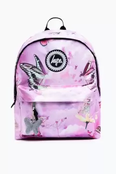 image of HYPE UNISEX Pink BUTTERFLY GARDEN CREST BACKPACK