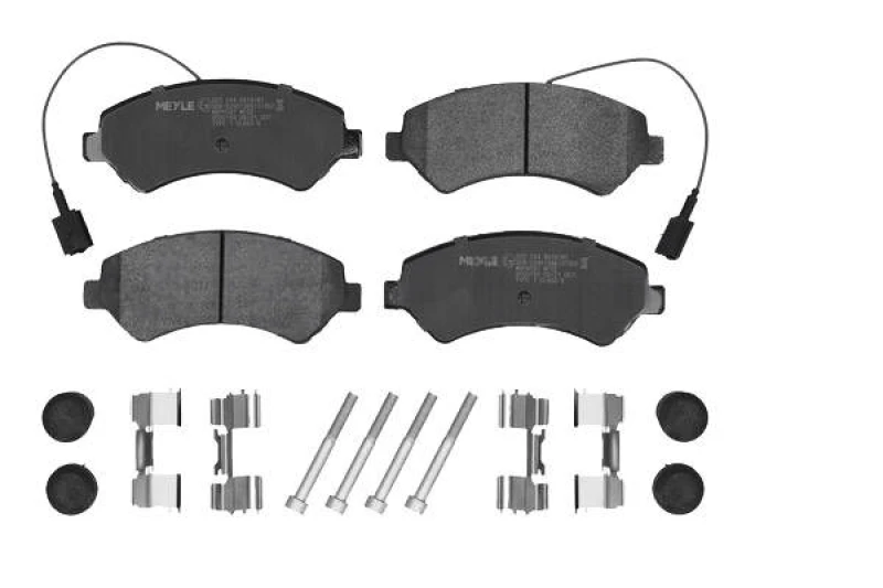 Image of MEYLE 025 244 6619/W1 Brake pad set Front Axle, incl. wear warning contact, with accessories, Original Quality, with bolts/screws Brake Pad Set,disc