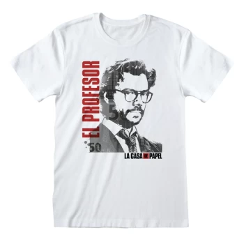 Image of La Casa De Papel - El Profesor Unisex Large T-Shirt - White