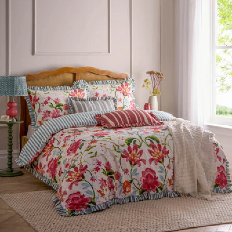 Image of Wylder Nature Wylder Claudia Floral Ruffle Single Duvet Cover Set Multicolour, Multi 5025532851697.00