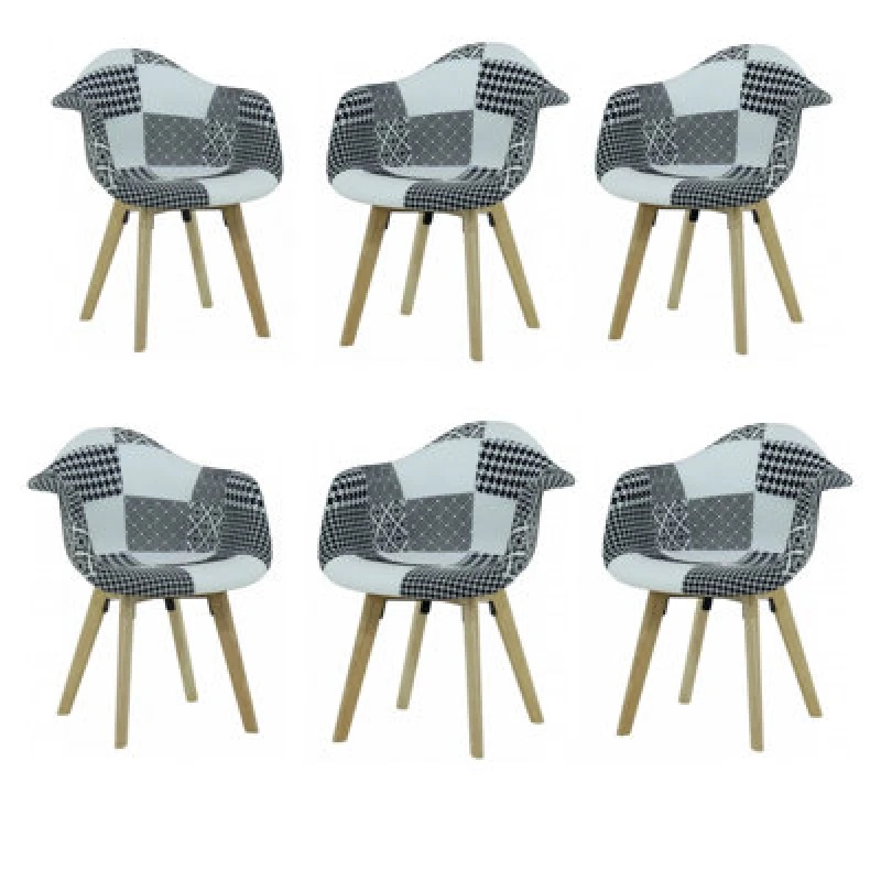 Image of Life Interiors Life Interiors Chrono Patchwork Tub Dining Chair, Set of 6 Multi One Size Unisex 5060632408631