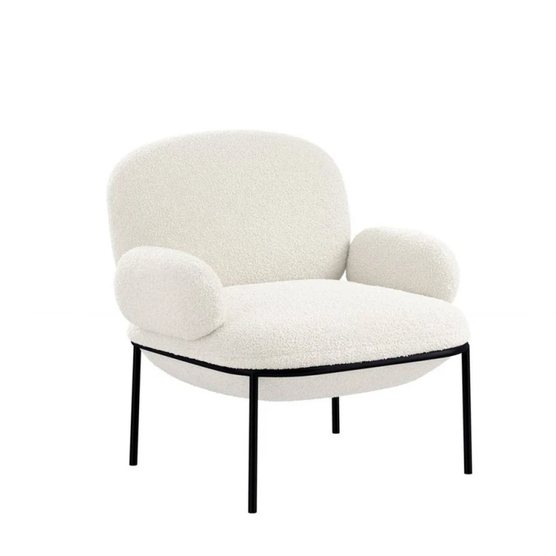 Image of Avery Indoor Chair - Sherpa/Metal - L74 x W80 x H79cm - Ivory/Black - Flat Pack LPDAVEIVOCHA