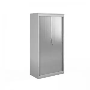 image of Systems horizontal tambour door cupboard 2000mm high - white