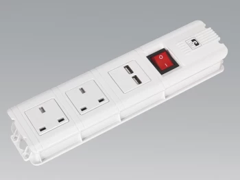 Image of Sealey EL32USBW Extension Cable 3mtr 2 x 230V + 2 x USB Sockets - White