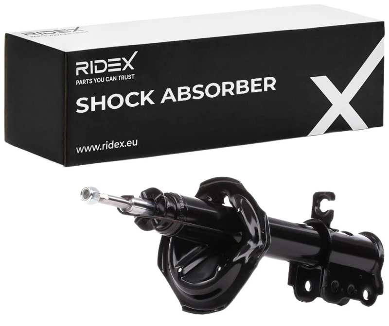 Image of RIDEX 854S0398 Shock absorber Rear Axle Right, Gas Pressure, Twin-Tube, Suspension Strut, Top pin Shock Absorber (854)