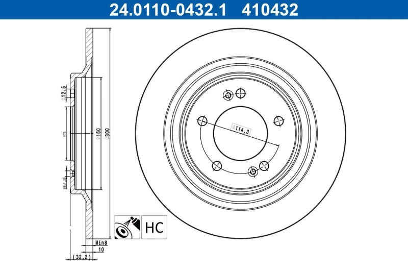 Image of Brake disc ATE 24.0110-0432.1