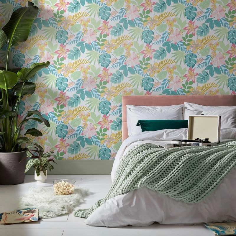 Image of Envy So Exotic Floral Wallpaper White