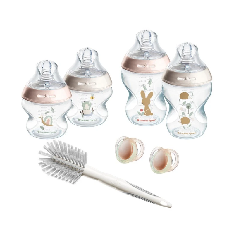 Image of Tommee Tippee - Closer to Nature Baby Bottles - Nipple Mimicking Maternal Breast with Anti-Colic Valve - Pink