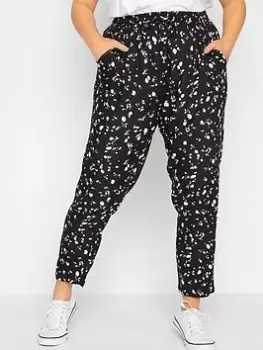 image of Yours Clothing Spun Viscose Print Jogger Dot, Black, Size 18, Women