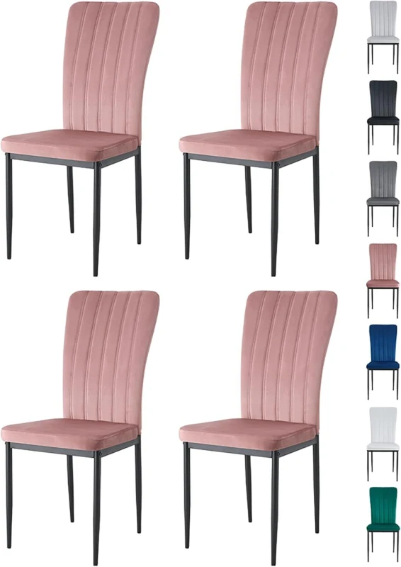 Image of MCC Direct Set of 4 High back Dining Chairs Velvet FabricKitchen/Dining Seating - Elle By MCC in Pink Pink Unisex