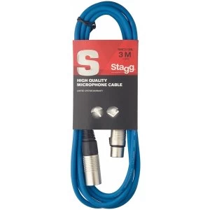 image of Stagg SMC3CBL High Quality Microphone Cable XLR-XLR Plug 3m Blue