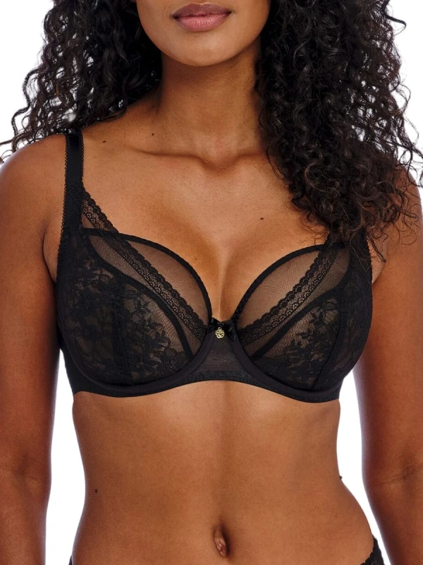 Image of Freya Womens Sydnie High Apex Plunge Bra in Black Size: 30E Black Female 30E