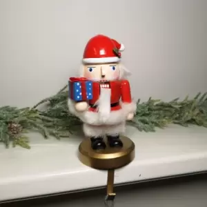 Image of 24cm Premier Wooden Christmas Santa Nutcracker Stocking Holder