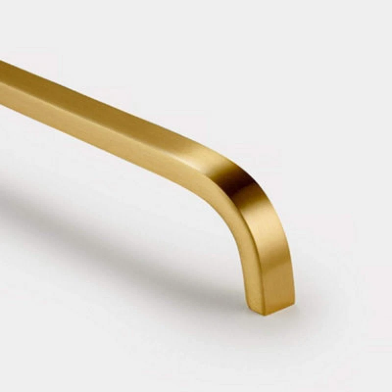 Image of Pushka Home Brass Curved Bar Handle With Hole Centre 448mm - Gold