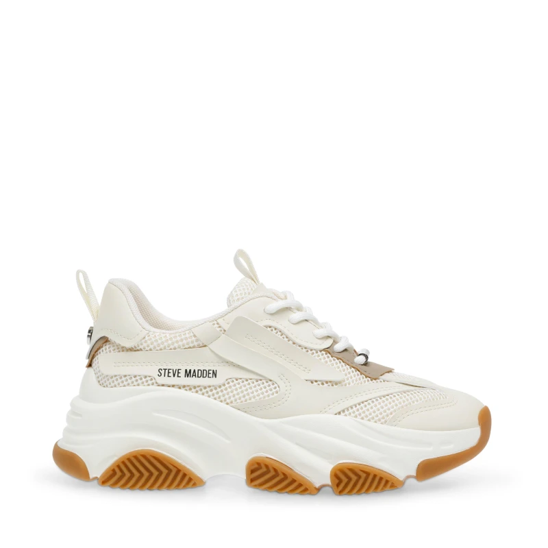 Image of Steve Madden Girls Possession Chunky Trainers White/Gum female C13 (32)