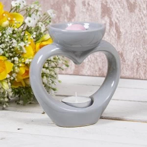 Image of Grey Ceramic Heart Shaped Wax Oil Warmer By Lesser & Pavey