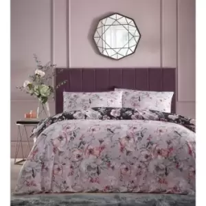 image of Eden Floral Duvet Cover Set Lilac Pink Kingsize Bedding Set - Pink - Portfolio Home