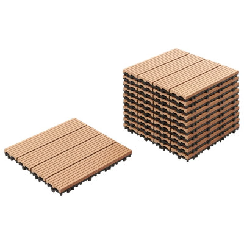 Image of Beliani Outdoor Flooring Ateleta Wood-Plastic Composite (Wpc) Light Brown