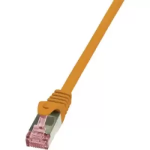 image of LogiLink CQ2058S RJ45 Network cable, patch cable CAT 6 S/FTP 2m Orange Flame-retardant, incl. detent