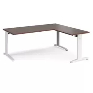 image of Office Desk Rectangular Desk 1800mm With Return Walnut Tops With White Frames TR10