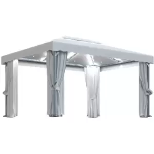 Image of Gazebo with Curtain&LED String Lights 4x3 m Cream White vidaXL - Cream