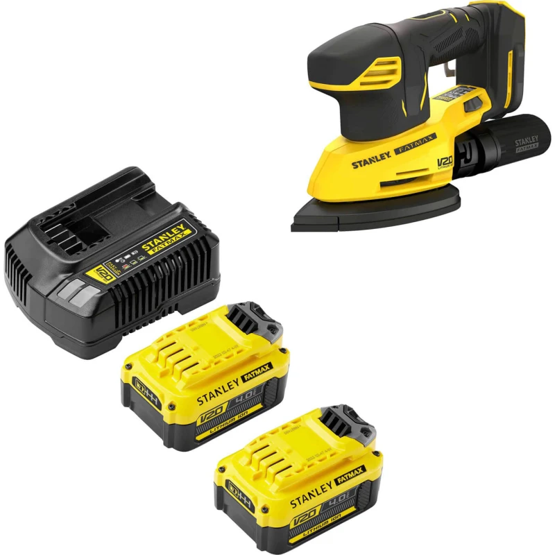 Image of Stanley Fatmax V20 SFMCW221 18v Cordless Detail Sander SFMCW221M1 Batteries: 2 x 4ah Li-ion
