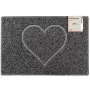 Image of Heart Small Embossed Doormat in Grey with Open Back - size Small (60*40cm) - color