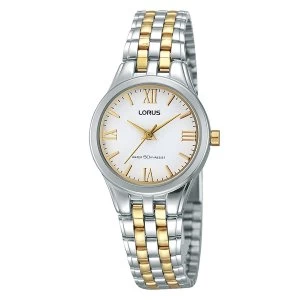 image of Lorus RRS99TX9 Ladies Two Tone Bracelet Watch with Gold Roman Numerals