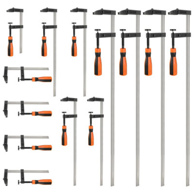 Image of Vonhaus 13Pcs Wood Clamps Quick Grip - Heavy Duty F Clamps For Woodwork With Soft Grip - Quick Slide Woodworking Clamps