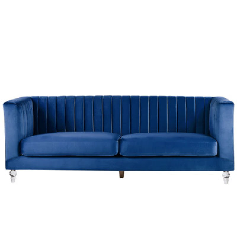 Image of Beliani Sofa 3 Seater Arvika Velvet Navy Blue