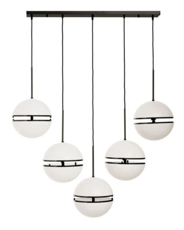 Image of Orsina Contemporary Five Ball Matte Black Pendant Light, Globe Ceiling Light For Dining Room Or Kitchen Island
