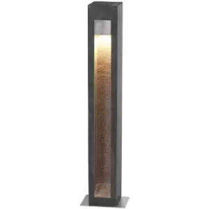 image of Elstead Parkstone Outdoor Bollard Basalt Stone with Stainless Steel, 3000K, IP55