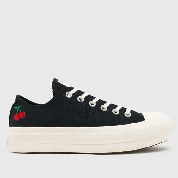 image of Converse all star lift ox cherry on trainers in Black & red