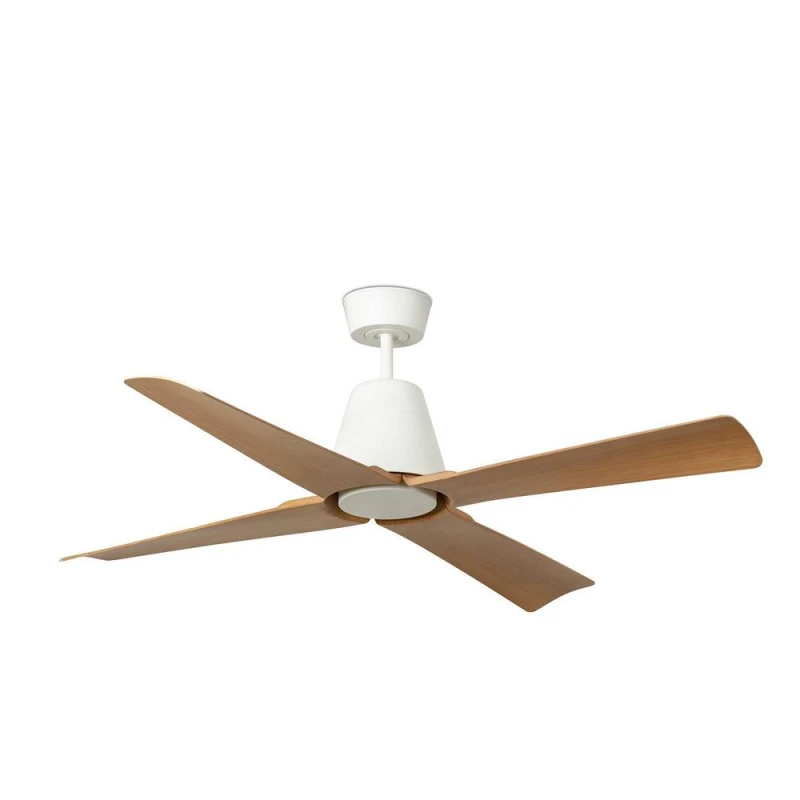 Image of Netlighting Typhoon Medium White Wood IP44 DC Ceiling Fan 6 Speed White Unisex