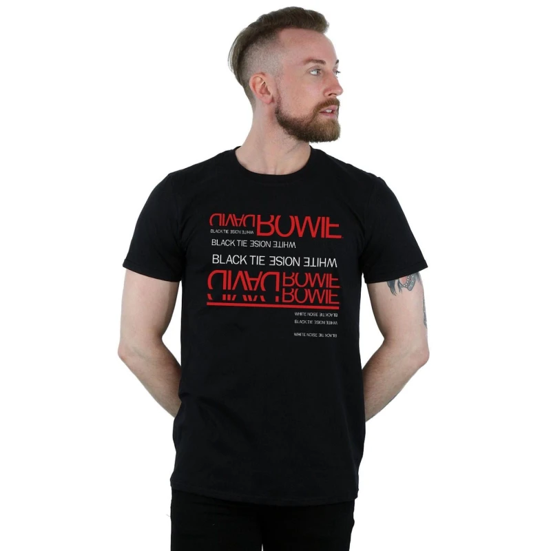 Image of David Bowie David Bowie Men Black Tie White Noise T-Shirt Size: Small Black S Male 5057981565795