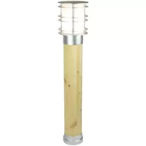Image of Elstead Stockholm Outdoor Large Bollard Natural Wood & Galvanized , IP65, E27
