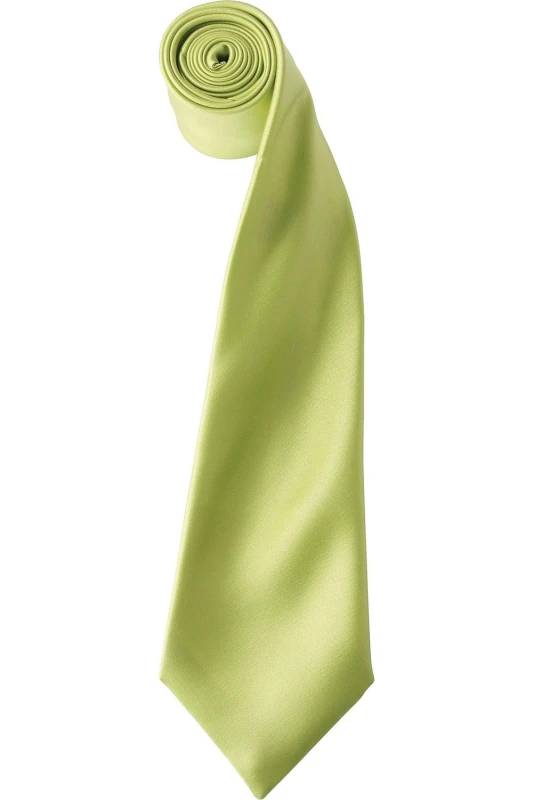 Image of Premier Premier Men Plain Satin Tie (Narrow Blade) in Lime Lime One Size Male 5055805451996