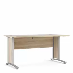 Image of Prima Desk 150 Cm In Oak Effect With Silver Grey Steel Legs